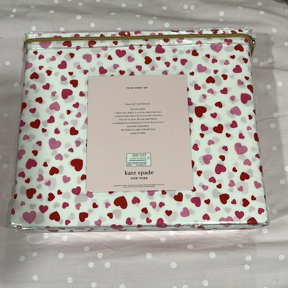Kate Spade Heart Twin Sheet Set - Picture 3 of 4
